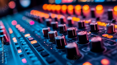 Close-up of audio mixing console (1)