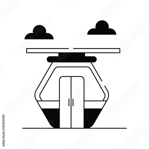 Cableway  glyph icon with white background vector stock illustration