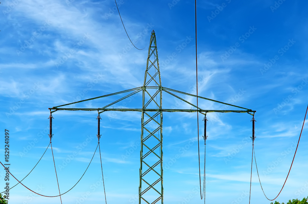 custom made wallpaper toronto digitalHochspannungsleitung vor blauem Himmel