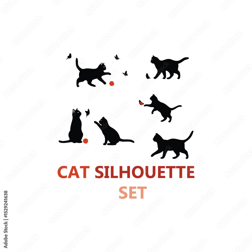 Naklejka premium Vector set of cats silhouettes isolated