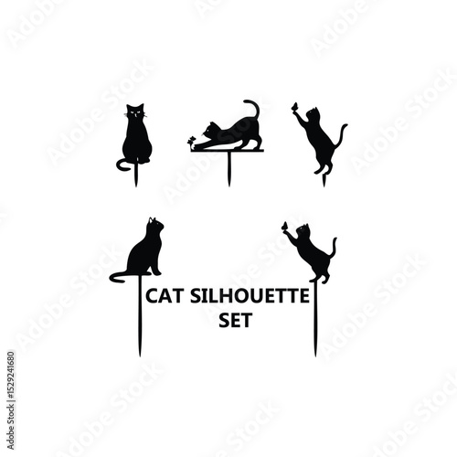 Vector set of cats silhouettes isolated