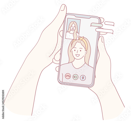 This is a handson illustration depicting a vibrant video call, showcasing the essence of modern digital interaction