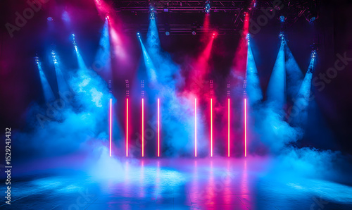 Wallpaper Mural Colorful illuminated stage with neon lights and fog for performances and events. Torontodigital.ca