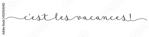 C'EST LES VACANCES! (SCHOOL'S OUT! in French) black vector brush calligraphy banner