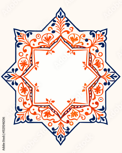 Ornate eight pointed star frame design