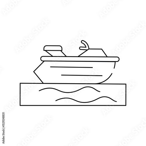 Jet Ski line icon with white background vector stock illustration