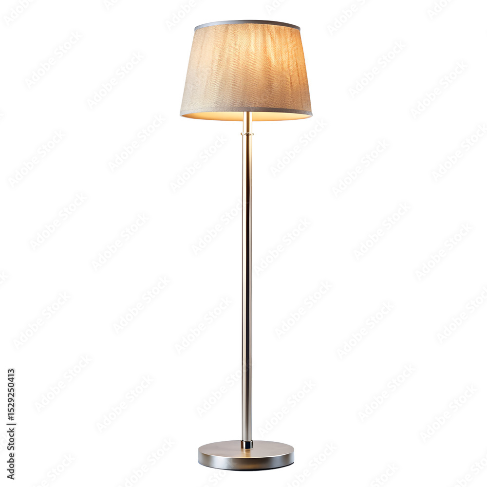 Floor lamp with fabric shade isolated on transparent background Floor lamp with fabric shade isolated on transparent background