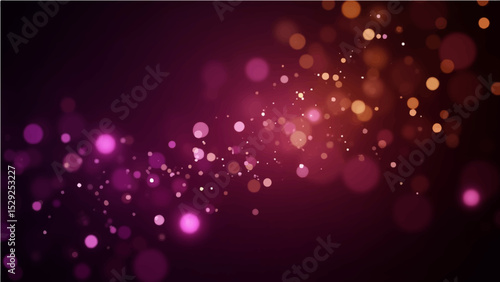 Abstract purple, gold and black glitter vintage lights background. defocused.