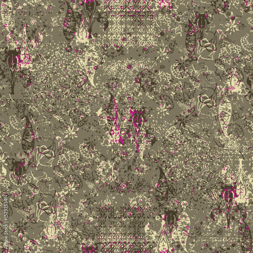 multi colored decorated hand drawn rendered traced embraided ornamental all over base background. repeat pattern geometrical texture border ethnic tribal creative design