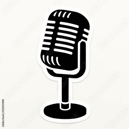 Classic retro studio microphone isolated on white, perfect for music, audio, voice, or broadcast icons