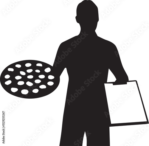 Illustration of a delivery boy with clipboard delivering