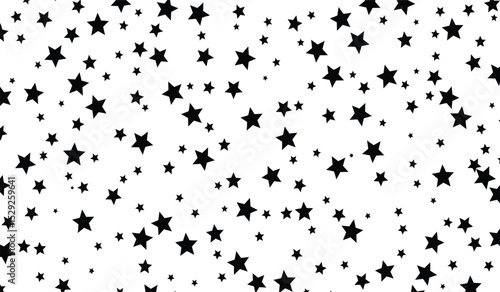 Stars vector seamless background. Vector space star pattern, black stars on white background