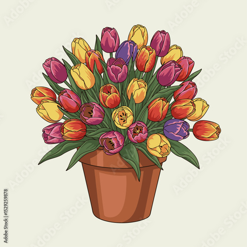 Colorful Tulip Bouquet Brightening Your Day with Vibrant Natural Beauty