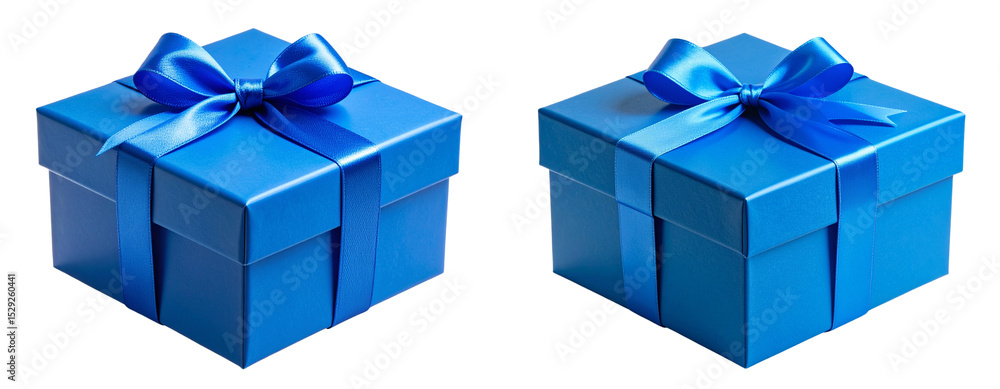 Obraz premium Wrapped Blue Present Box with Bow – Transparent Background