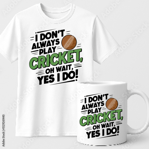 Cricket themed mug and tshirt set