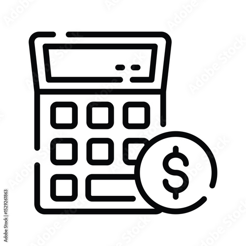 A outline style icon depicting money calculation