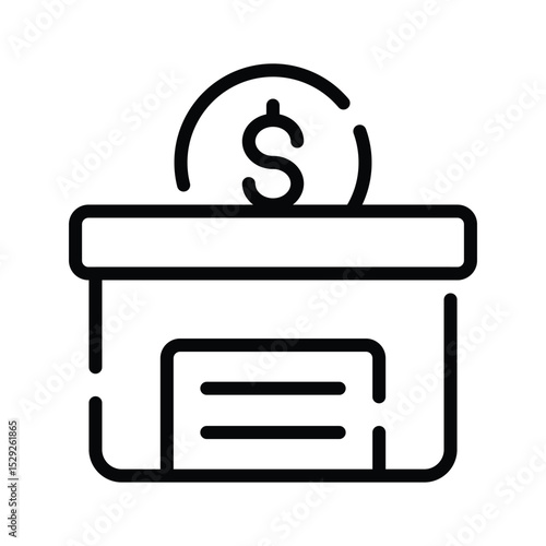 A outline style icon of a secure money box