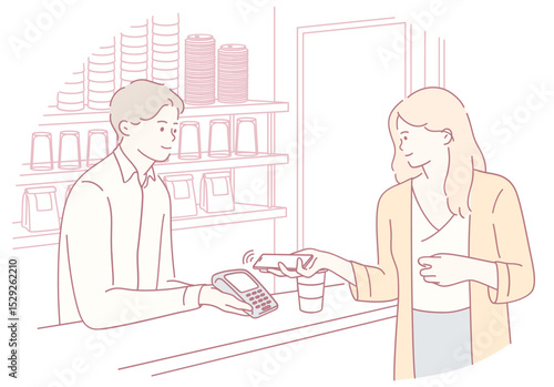 A customer making a payment with a card at a caf, showcasing modern payment methods