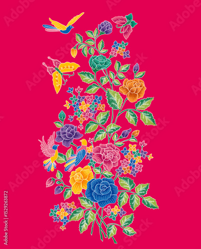Rose Pattern Nyonya Batik Sarong 