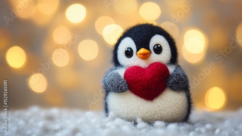 Cute penguin with heart