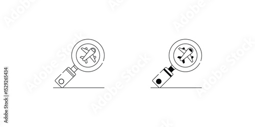 Loupe set icon with white background vector stock illustration