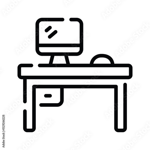A outline style icon of tidy workspace area