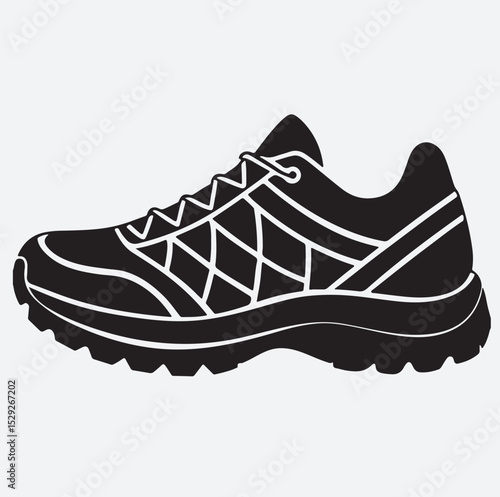 road running shoe silhouette vector art illustration, sport shoes isolated on white