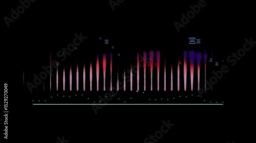 Audio spectrum simulation on black background use for music and computer calculating concept