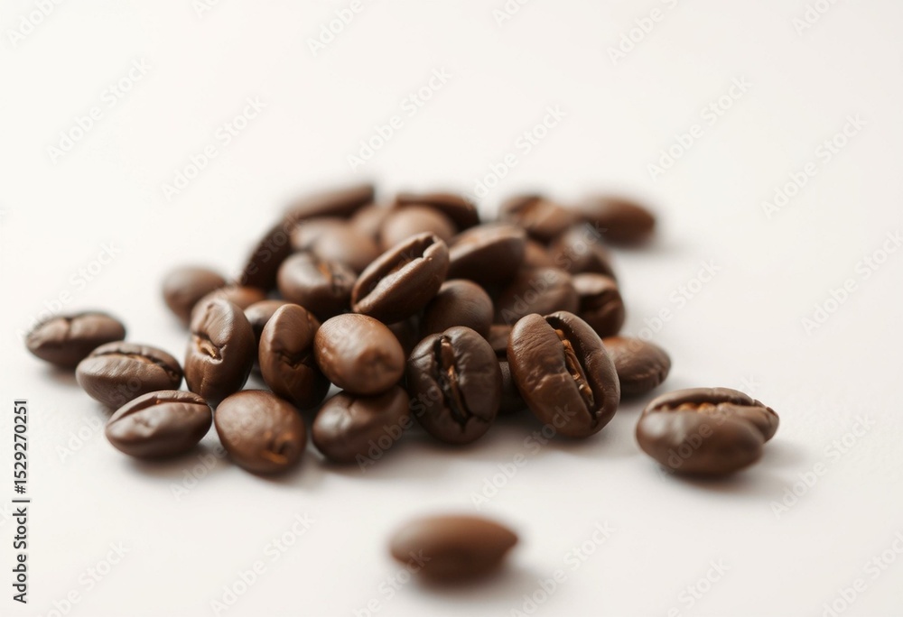 Naklejka premium A warm and inviting image of roasted coffee beans on a simple background
