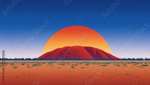 Pixelated Uluru Sunset Landscape