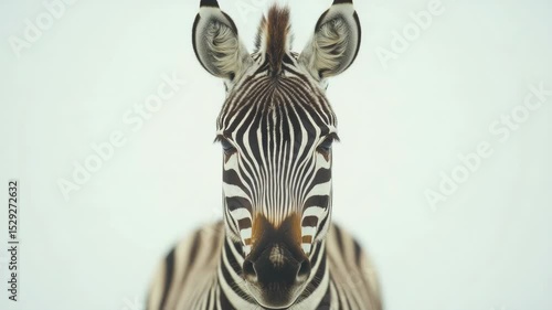 A zebra looking directly at the camera in a close-up shot