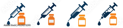 Syringe and Vial Icon Set Vector – Medical, Vaccine, Injection, and Drug Delivery Symbols. Transparent Background