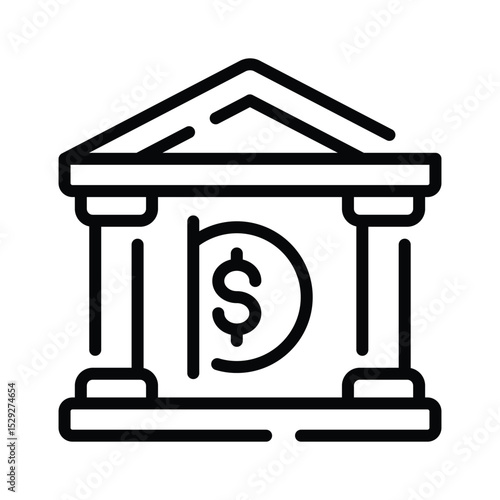 A outline style icon showing a bank deposit
