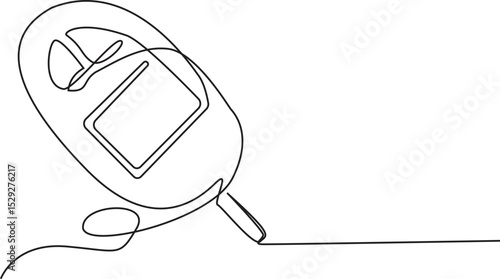 Continuous one line drawing Portable glucometer. Blood glucose test. World diabetes day concept. Single line draw design vector graphic illustration. Editable Stroke.