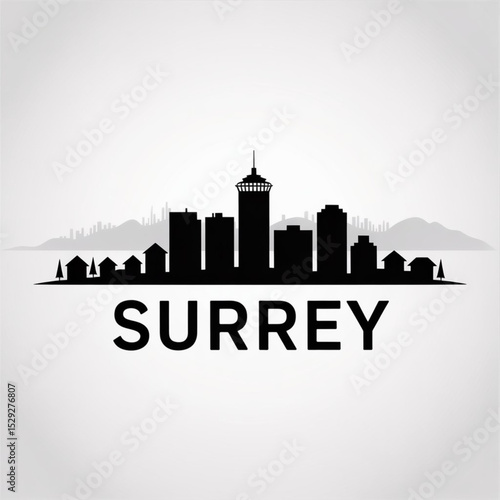 Surrey Skyline Silhouette — Modern Canadian City Vector Illustration