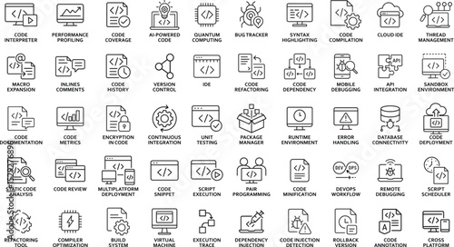 Programming Icons: Vector Set of Software Development Elements.