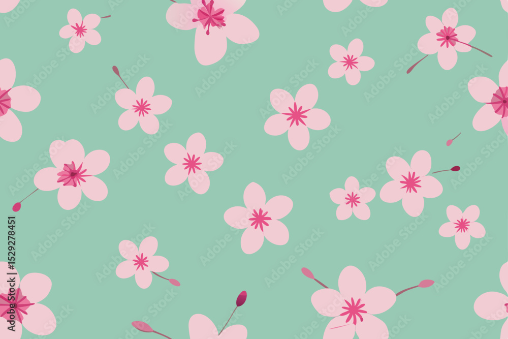 Delicate Pink Cherry Blossom Seamless Pattern Pastel Floral Design for Spring Delicate Pink Cherry Blossom Seamless Pattern Pastel Floral Design for Spring