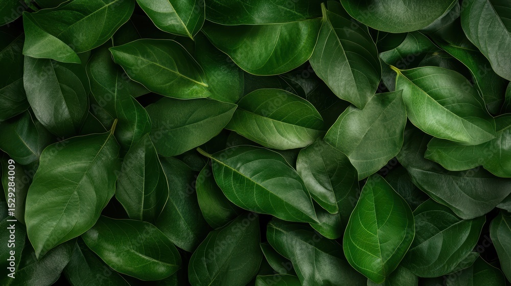 Obraz premium A close-up shot of vibrant green leaves reveals intricate textures and patterns, illustrating the beauty of nature and the richness of life, embodying freshness and vitality.