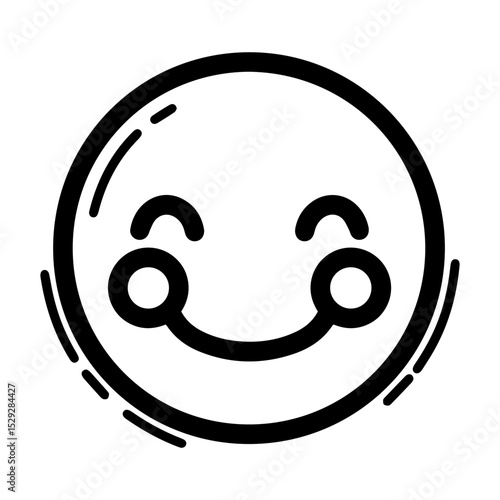 Outline style emoji with a bashful smile. Features downward-curving eyes and a gentle smile, conveying a sense of modest happiness or mild embarrassment,  suggest a soft, shy, unassuming expression
