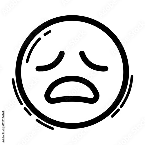 Outline style emoji expressing frustration or disappointment. Features downturned eyes and an open mouth, conveying a feeling of sadness, regret, overwhelmed, negative emotions, downcast mood