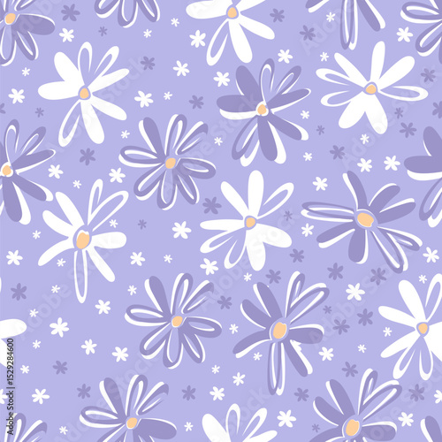 Wallpaper Mural Blue ditsy floral. Seamless background for fabrics, textiles, packaging and wallpaper. Torontodigital.ca