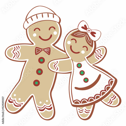 gingerbread couple vector on white