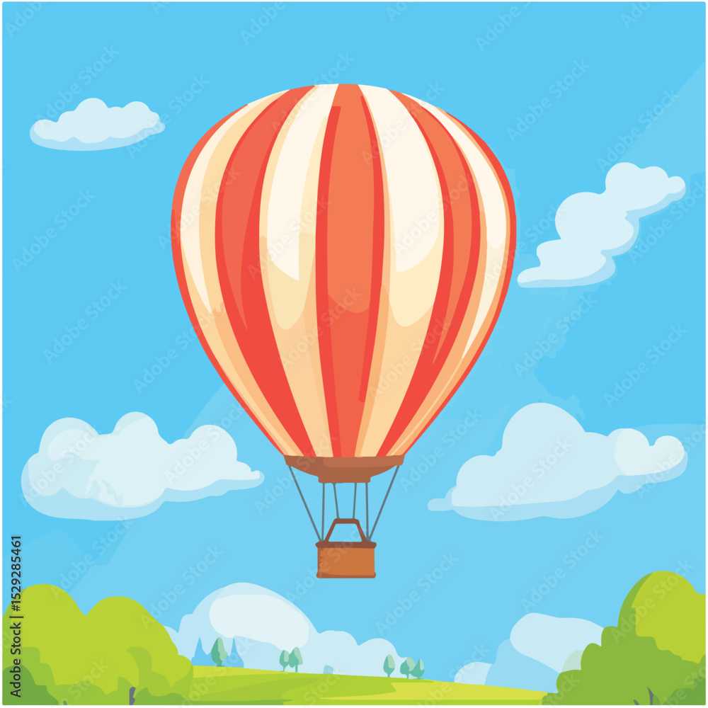 Obraz premium Hot air balloon flat vector illustration