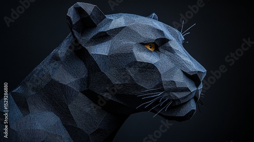 Detailed profile of a dark panther, polygonal style