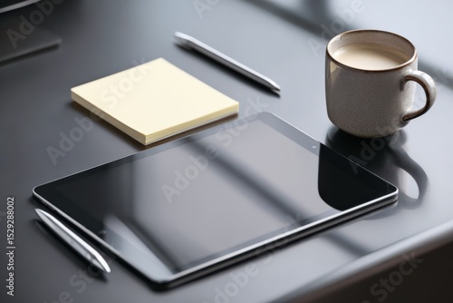 Wallpaper Mural Modern workspace with tablet, notepad and coffee cup Torontodigital.ca