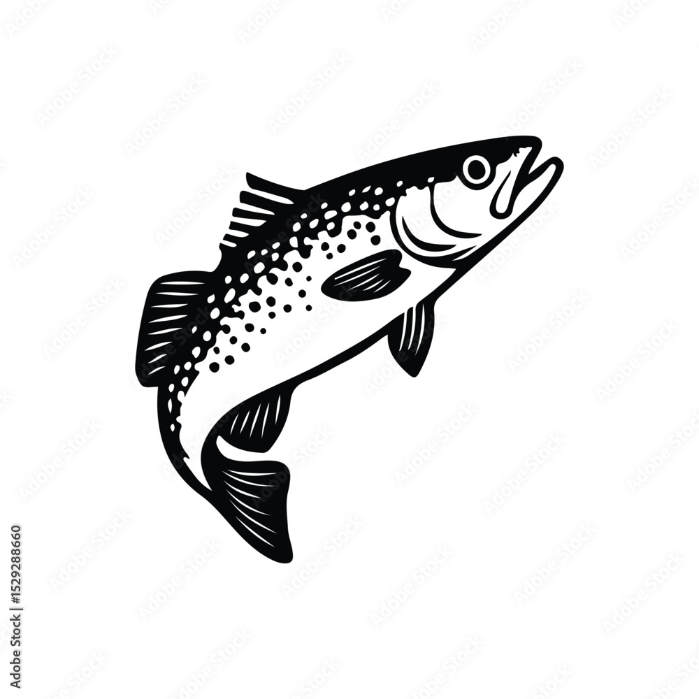 Fototapeta premium Cod Fish Vector Illustration – Hand Drawn Sea Animal Icon for Seafood and Fishing Themes