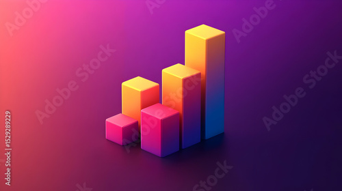 Abstract 3D Isometric Chart Showing Growth