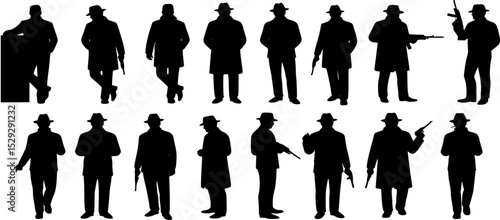 gangster silhouettes, vector set of gangster
