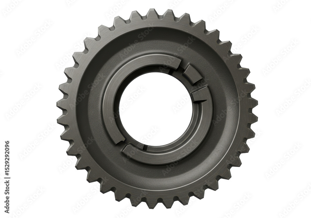 Close-up of a black gear showcasing intricate teeth design against a plain background Close-up of a black gear showcasing intricate teeth design against a plain background