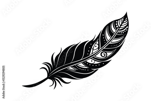 Bhemapiyara bird with henna inspired feather detailing vector art illustration